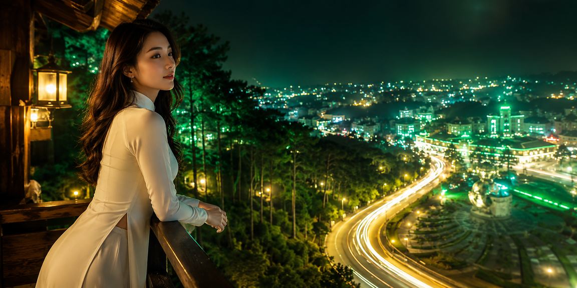 Người phụ nữ mặc áo dài tại Đà Lạt thư giãn và tham gia giải trí trực tuyến một cách có trách nhiệm