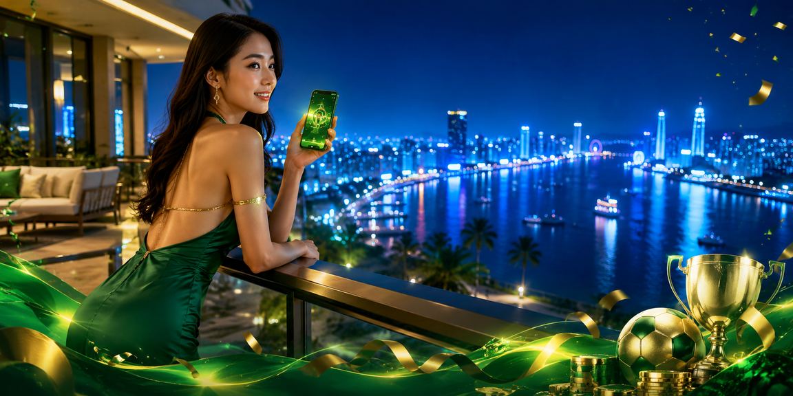 Người dùng Đà Nẵng chơi casino trên điện thoại tại bãi biển với sóng biển phía sau